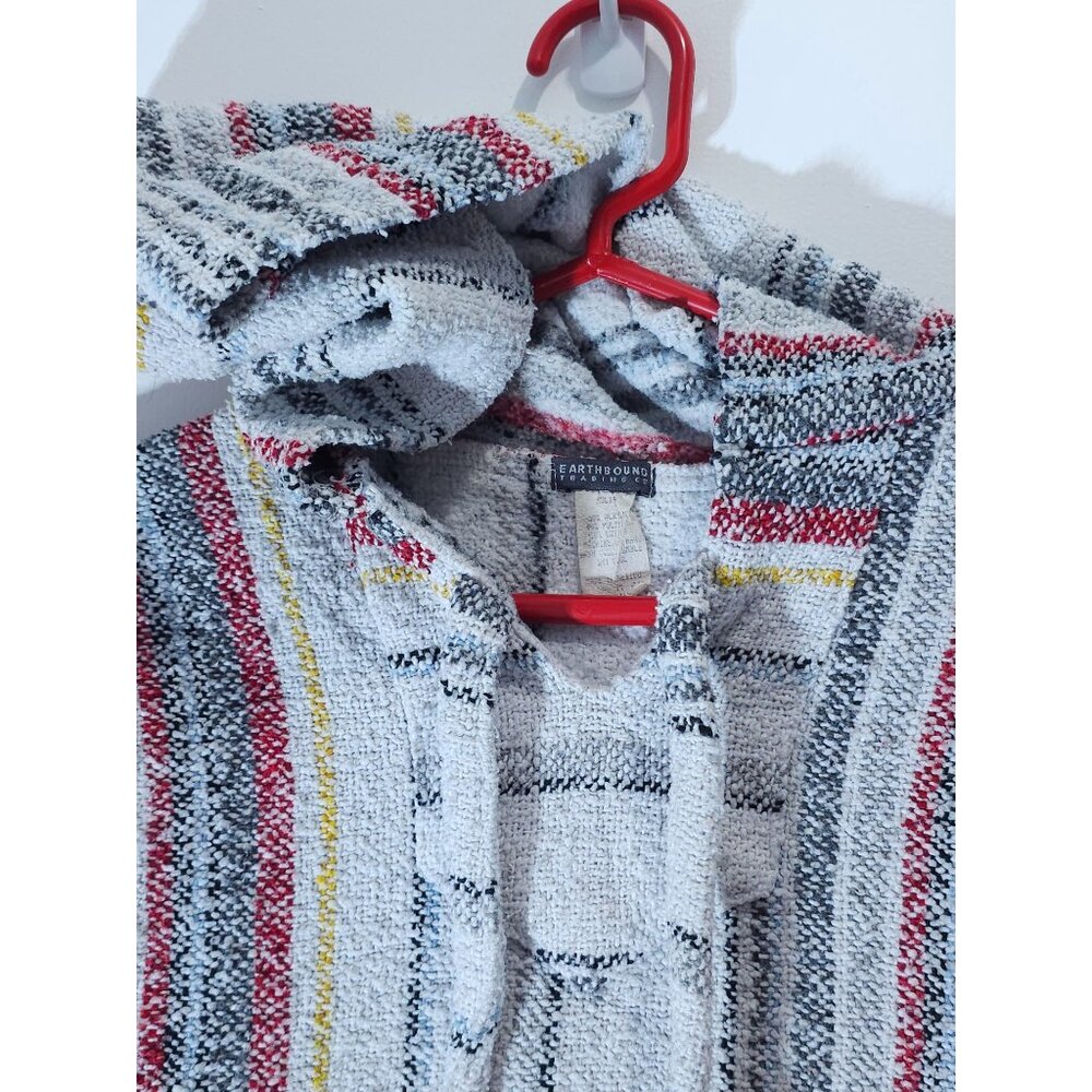 Earthbound Trading Co Baja Hoodie Striped Pullover Sweatshirt Medium Cotton Blen - Picture 4 of 14